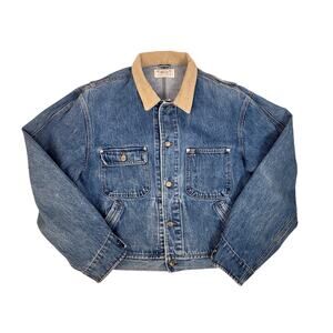1980s Polo Ralph Lauren Denim Trucker Jean Jacket w Corduroy Trim Women's Sz L